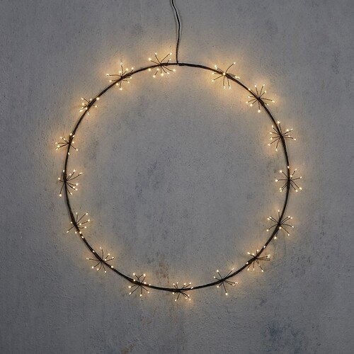 Luca Lighting LED-Kranz 160 LED warmweiß außen 50 cm Metall schwarz