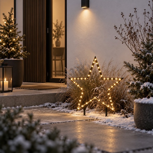 Luca Lighting LED Gartenstecker Stern 86 LED warmweiß 73 cm schwarz