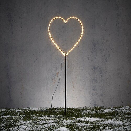 Luca Lighting Gartenstecker Herz 38 LED klassisch weiß 65 cm schwarz