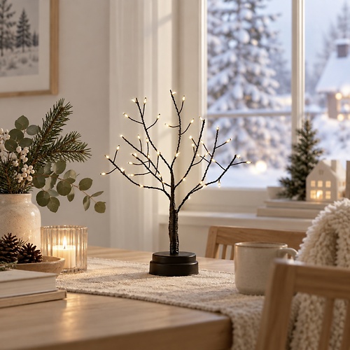 Luca Lighting LED Baum 40 LED klassisch weiss batteriebetrieben 30 cm schwarz