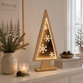 Luca Lighting LED Leuchtdeko Tanne 50 LED warmweiss 40 cm Holz Braun - Thumbnail 1
