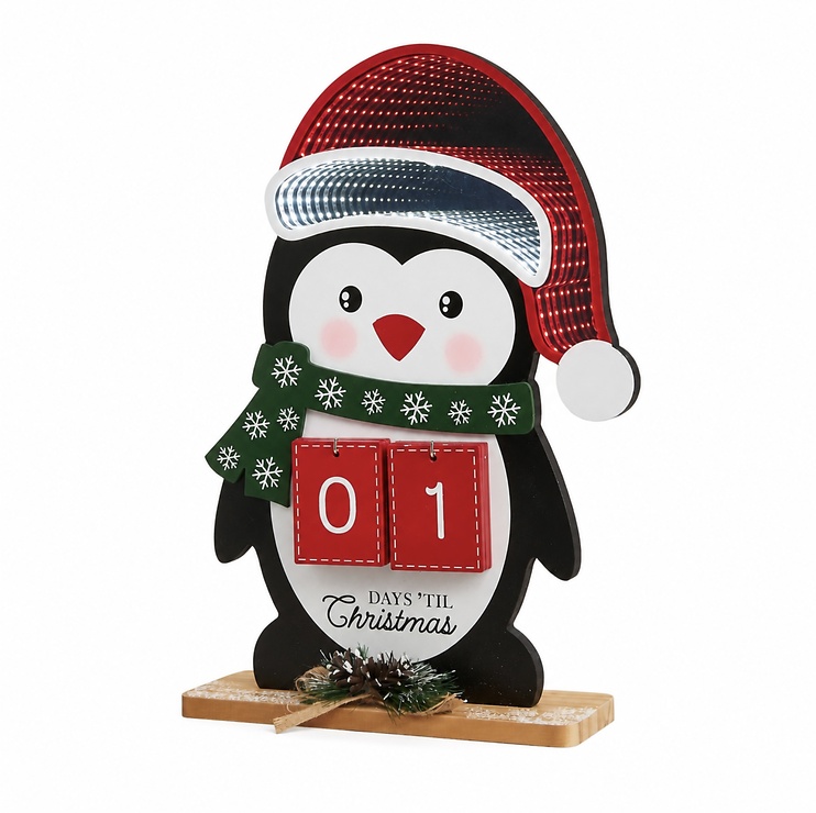 Luca Lighting LED Leuchte Pinguin 50 LED warmweiss USB 40 cm Holz Bunt - Thumbnail 2