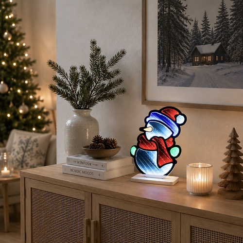 Luca Lighting LED Leuchte Schneemann 111 LED warmweiss 26 cm Acryl bunt