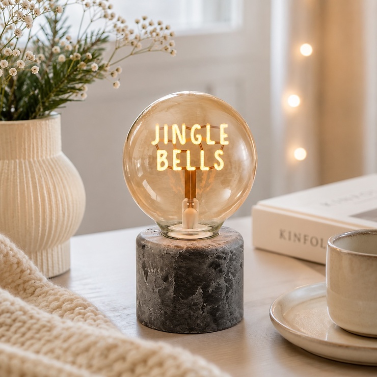 Luca Lighting LED Tischlampe Jingle Bells 14,5 cm USB braun gelb - Thumbnail 1