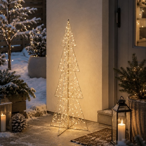 Luca Lighting LED Baum 80 cm 300 LED warmweiß außen Metall champagner