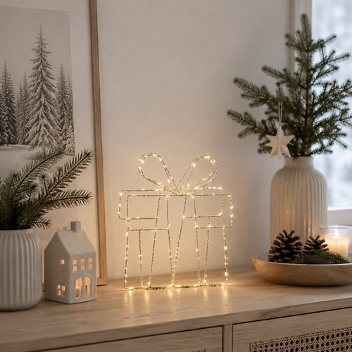 Luca Lighting LED Leuchtdeko Geschenk 70 LED warmweiß batteriebetrieben 34.5 cm champagner