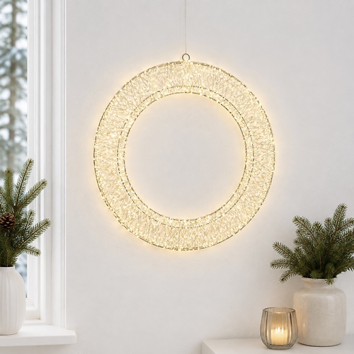 Luca Lighting LED Weihnachtskranz 1440 LED warmweiß außen 50 cm silber