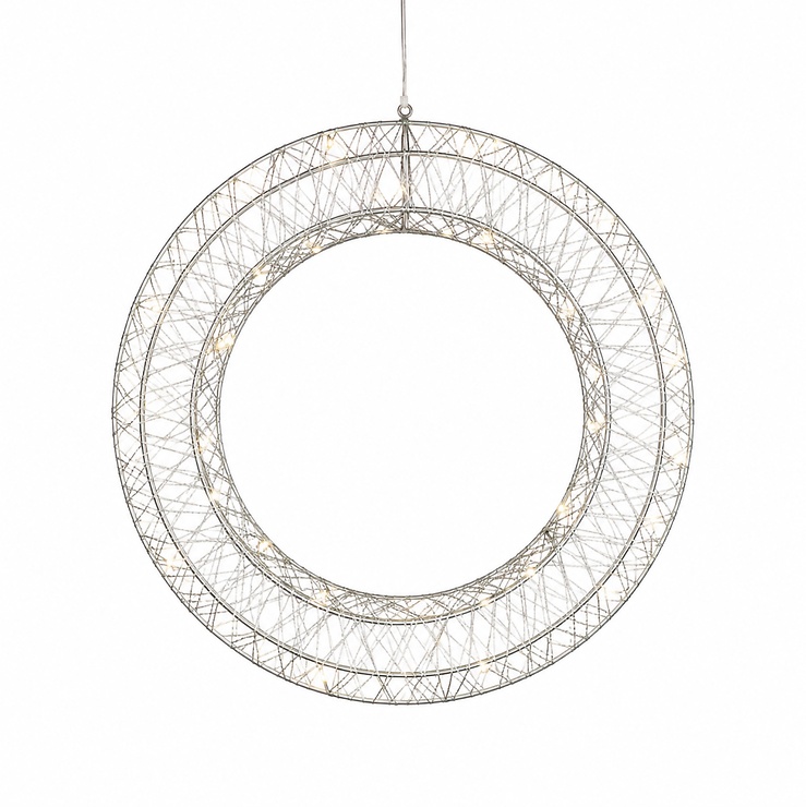 Luca Lighting LED Weihnachtskranz 40 LED warmweiß batteriebetrieben 40 cm silber glitzer - Thumbnail 2