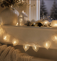 Luca Lighting LED světelná řetězová girlanda ve tvaru srdíček, 170 cm, 10 LED diod, teplá bílá, napájení na baterie, kovová, barva šampaňské, s třpytkami - Thumbnail 1
