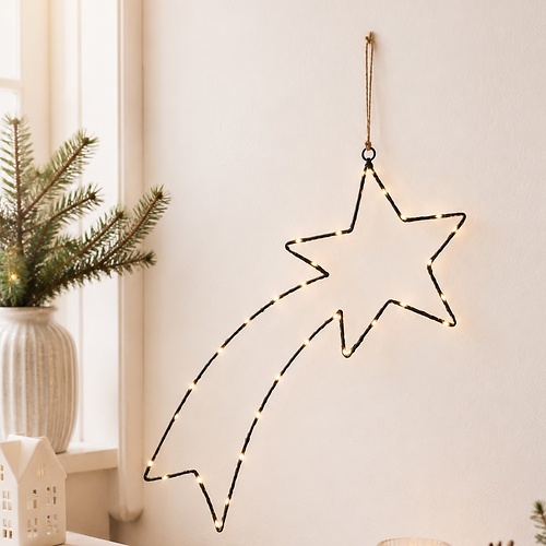 Luca Lighting LED Sternschnuppe 42 cm 30 LED warmweiß batteriebetrieben Metall schwarz