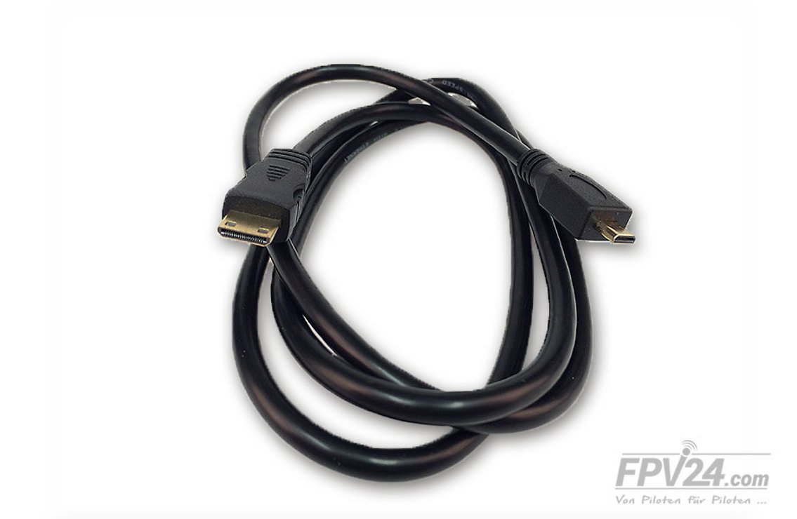 Fatshark HDMI DJI Kabel micro to mini 120cm - Thumbnail 1