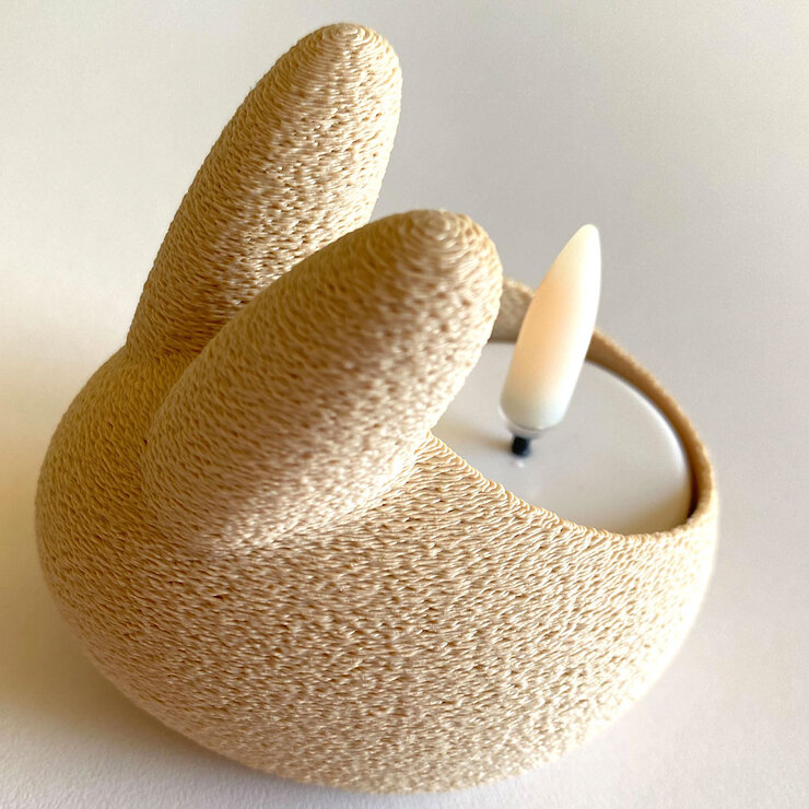 Velykų zuikis LED žibalinės lemputės laikiklis smėlio spalvos - Thumbnail 2