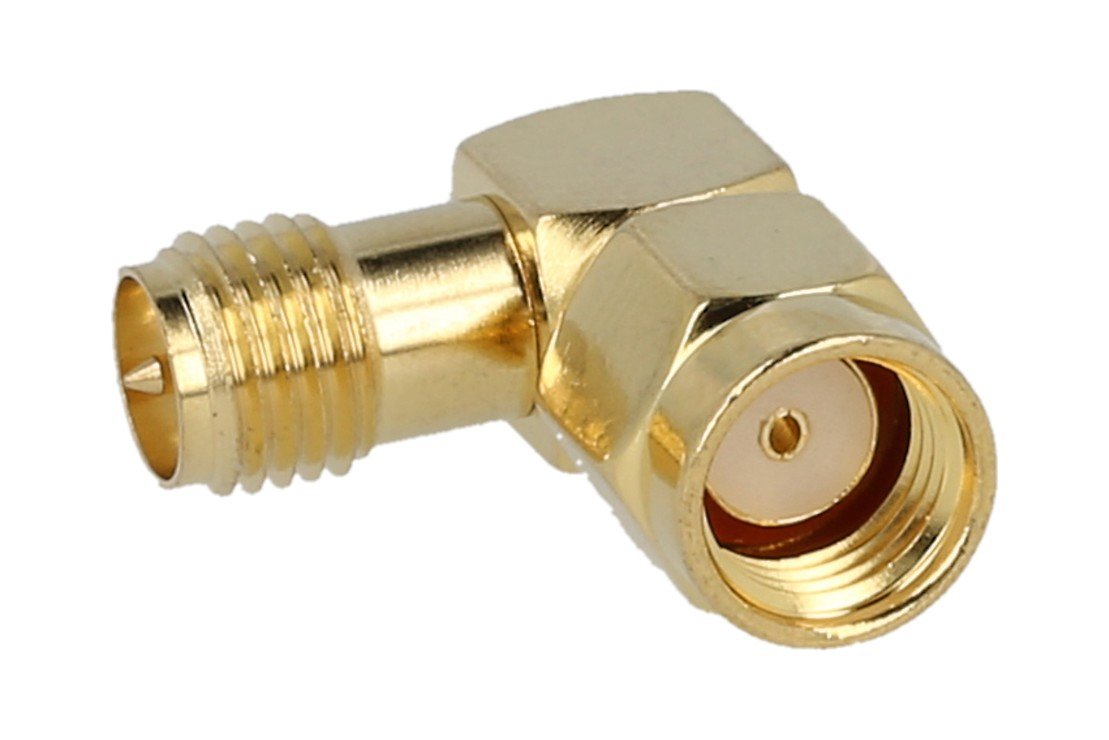 Adaptateur RP-SMA mâle / RP-SMA femelle 90 degrés - Thumbnail 1