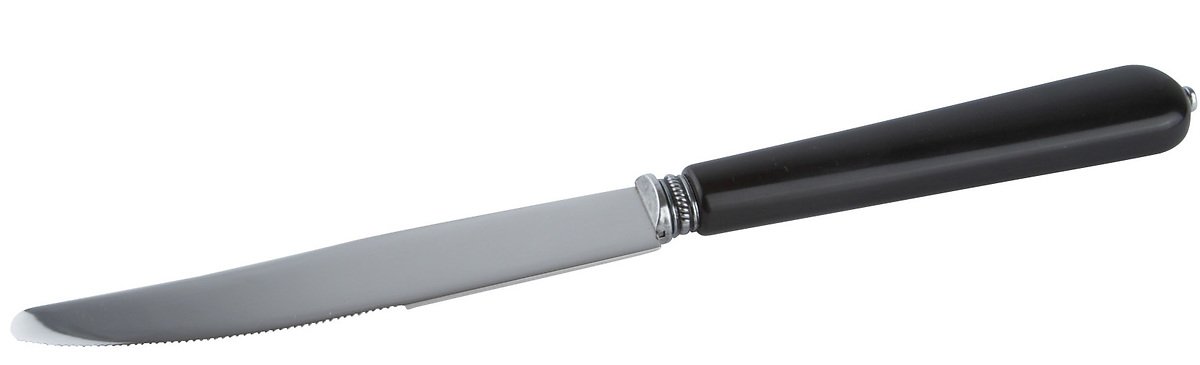 Couteau de table Galzone en acier inoxydable avec manche noir - Pic 1