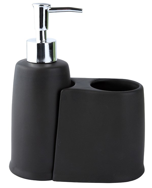 Dispensador de jabón Galzone con vaso de cepillo de dientes negro - Pic 1