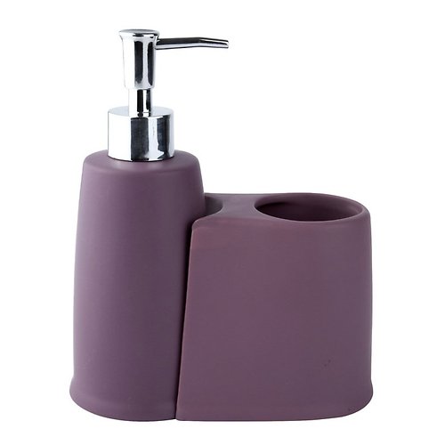 Galzone soap dispenser with toothbrush cup purple