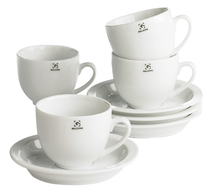 Galzone coffee set of 4 (cup + saucer) porcelain white in gift box - Pic 1