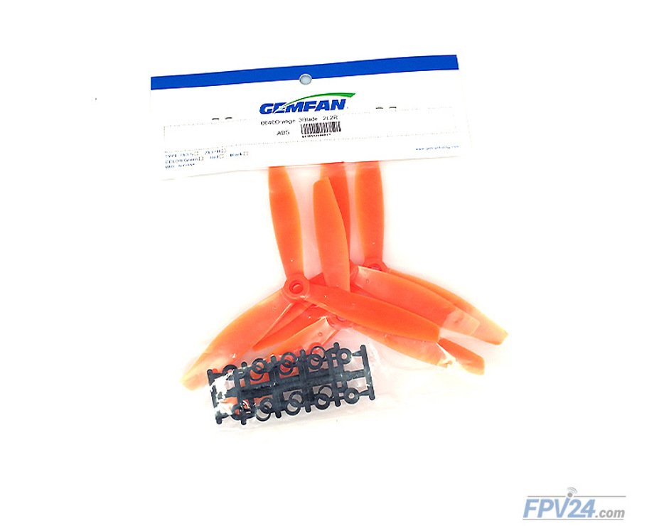 Gemfan 6040 6x4 ABS 3-blade propeller - Orange (2xCW, 2xCCW) - Pic 1
