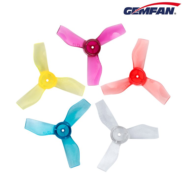 Gemfan 1219 31mm 3 blade propeller 0.8mm hole 4xCW 4xCCW Transparent Red - Pic 1