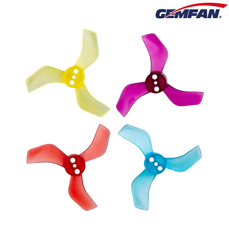 Gemfan 1635 40mm 3 blade propeller 1,5mm hole 4xCW 4xCCW Transparent Yellow - Pic 1