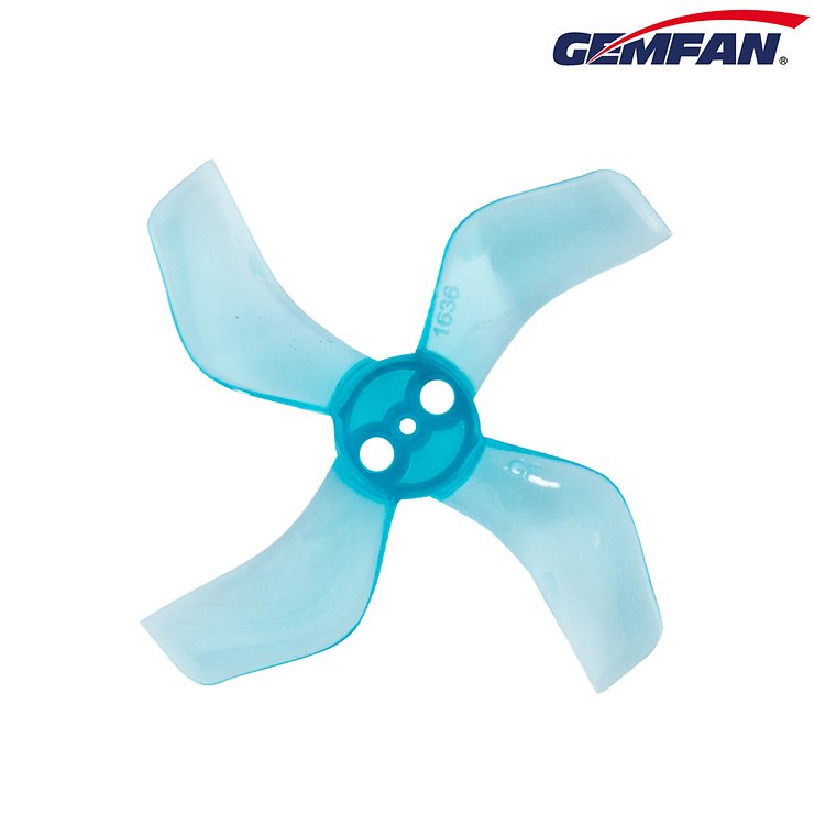 Gemfan 1636 40mm 4 blade propeller 1,5mm hole 4xCW 4xCCW Transparent Blue - Pic 1