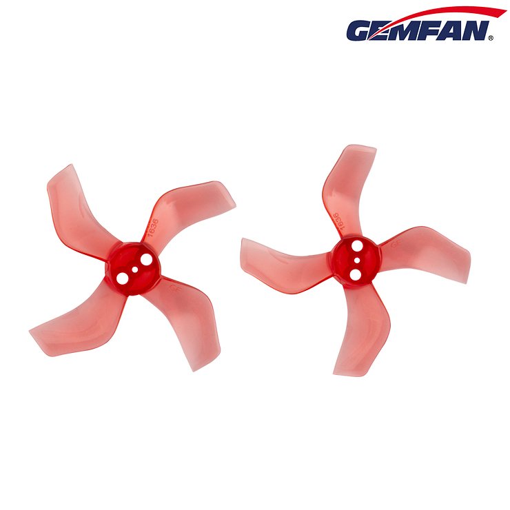Gemfan 1636 40mm 4 blade propeller 1,5mm hole 4xCW 4xCCW Transparent red - Pic 1