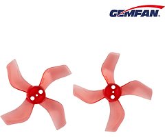 Gemfan 1636 40mm 4 blade propeller 1mm hole 4xCW 4xCCW Transparent Red
