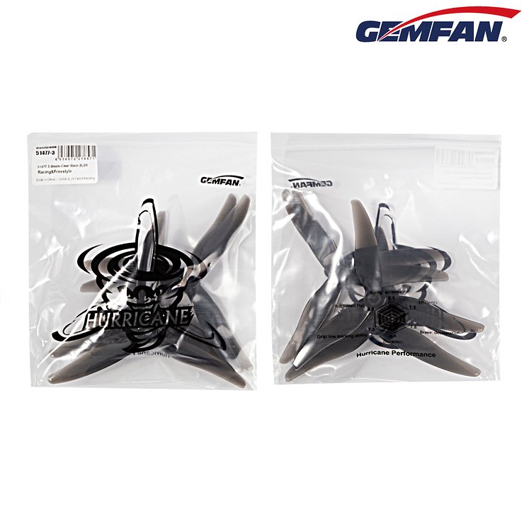 Gemfan Hurricane 51477 FPV Propeller Clear Black 5 Inch - Thumbnail 2