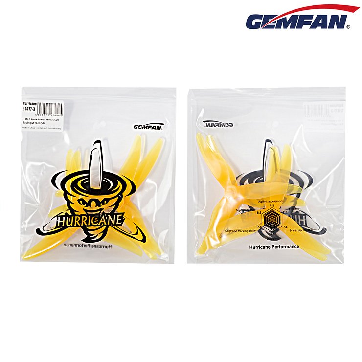 Gemfan Hurricane 51477 FPV Propeller Yellow 5 Inch - Thumbnail 2