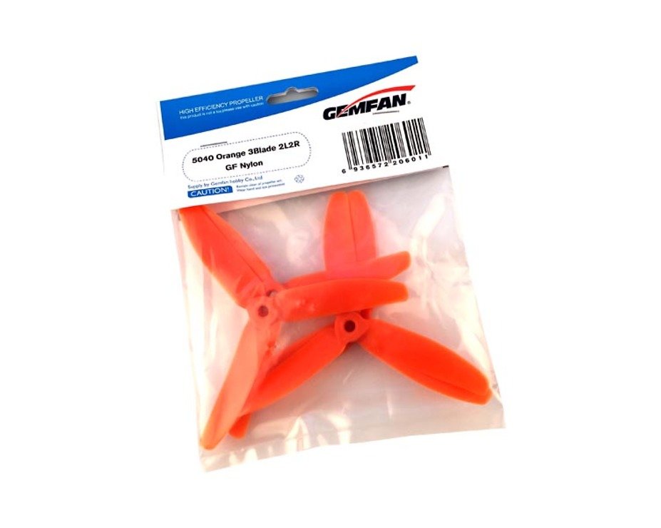 Gemfan 5040 5x4 Glasfaser Nylon 3-Blatt-Propeller - Orange (2xCW, 2xCCW) - Pic 1