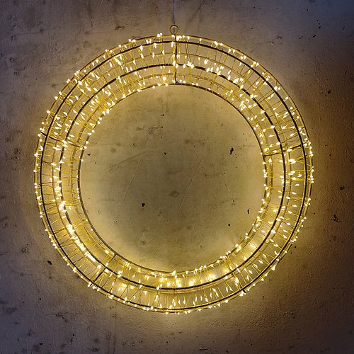 Christmas United LED Kranz warmweiß 600 LED 40 cm Metall gold außen