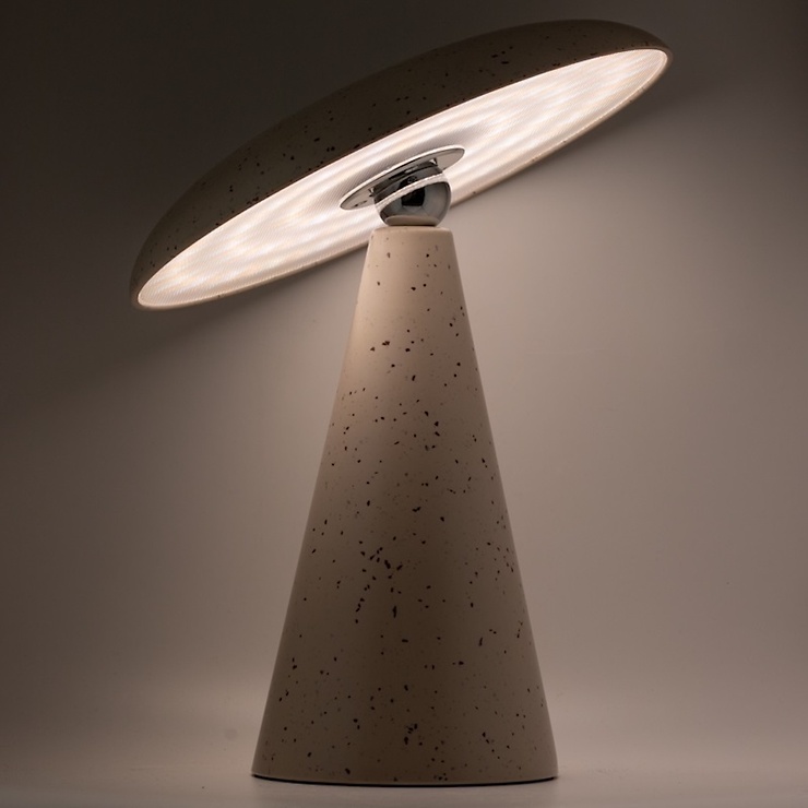 HomeBound by KY LED-bordlampe med batteri, Mush, batteridrevet, 26 cm, hvid med prikmønster - Thumbnail 2