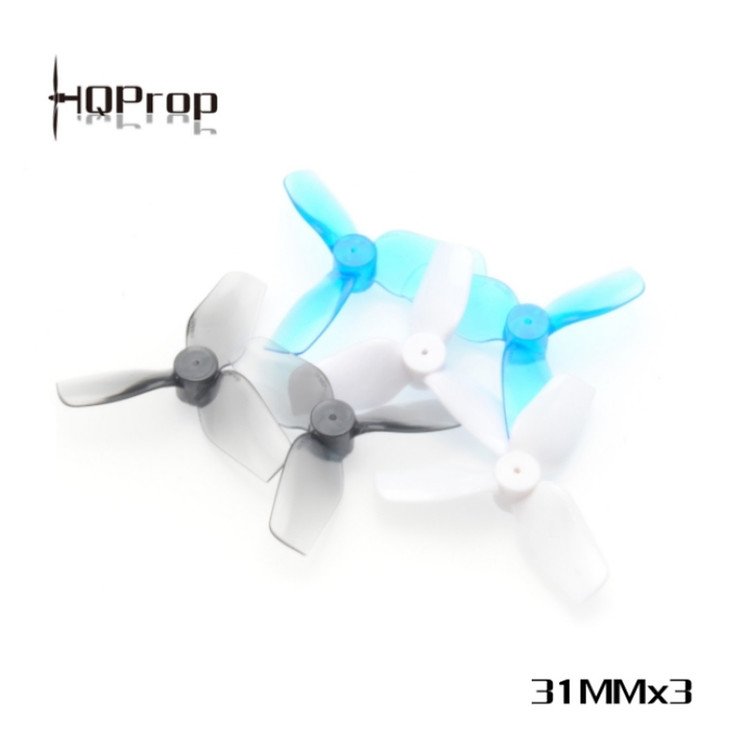 HQProp 1210 31mm 31mm 3 Blade Tiny Quad Propeller 1mm Foro 2xCW 2xCCW Policarbonato Bianco - Pic 1