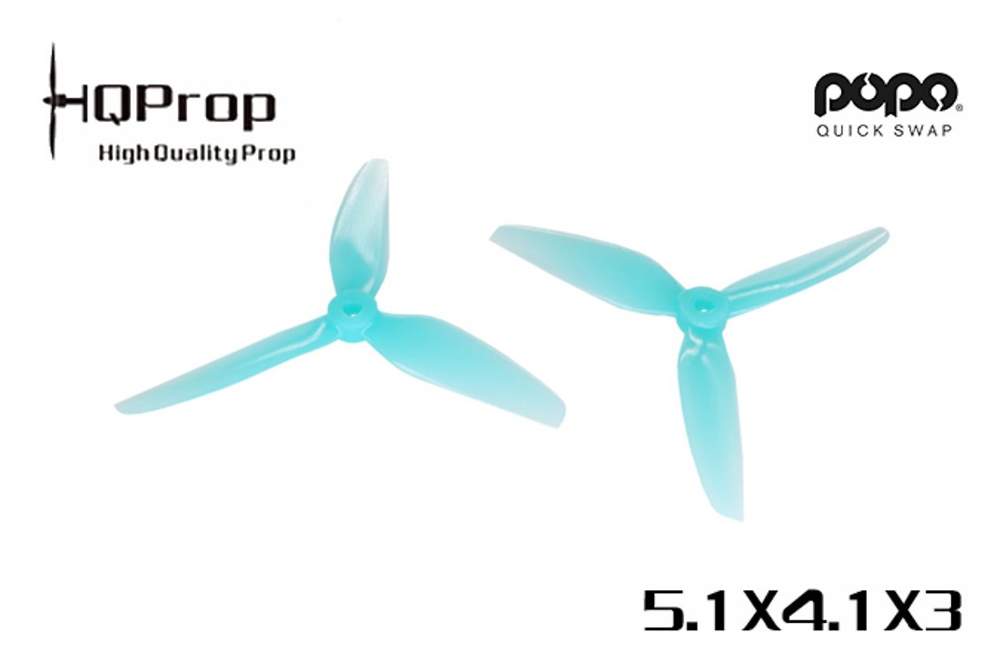 HQ Prop 5141 Trefoil V1S light blue POPO 2CW + 2CCW polycarbonate FPV propeller - Pic 1