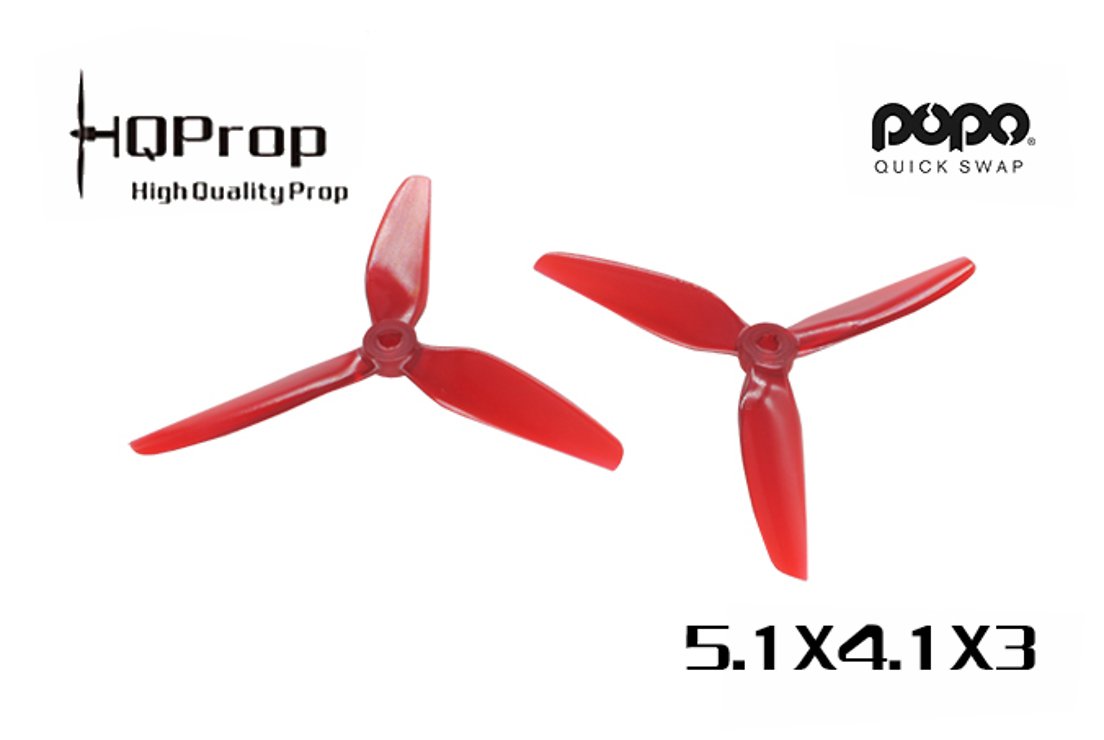 HQ Prop 5141 Triple pale V1S Red POPO 2CW+2CCW Poly Carbonate FPV Propeller 5 inch - Pic 1