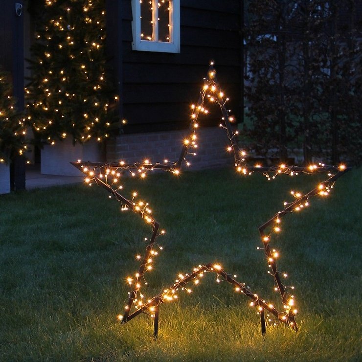 Luca Lighting LED wtyczka ogrodowa podświetlana gwiazda 225 LED ciepła biel 90x102cm czarna zewnętrzna - Thumbnail 2