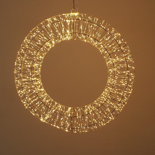 Lights4Christmas LED wreath outdoor 1200 LED warm white 60 cm metal silver
