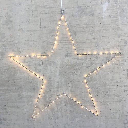 Lights4Christmas Metall-Leuchtstern 80 LED 70cm silber außen