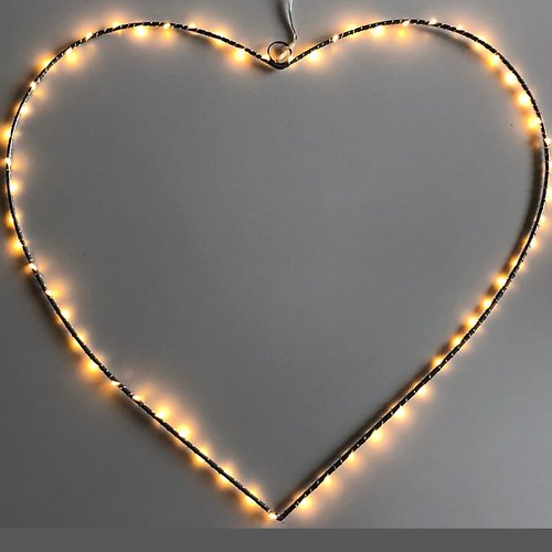 Lights4Christmas light heart medium 60 LED 45 cm metal silver