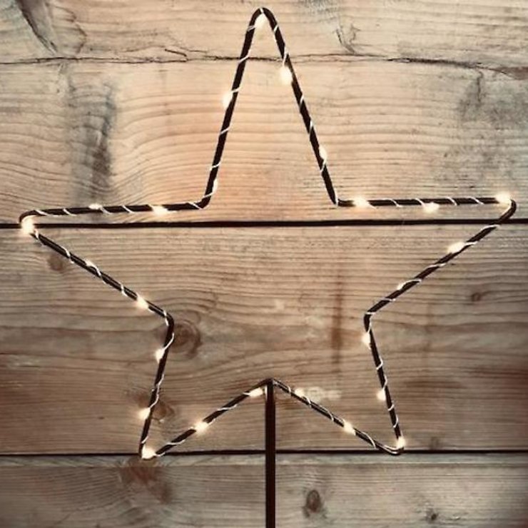 Lights4Christmas LED Leuchtstern mit Fuß 25 LED warmweiß 40cm schwarz innen - Thumbnail 1