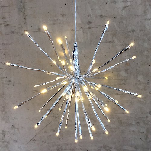 Lights4Christmas Leuchtball Sputnik 64 LED 30cm Metall silber außen
