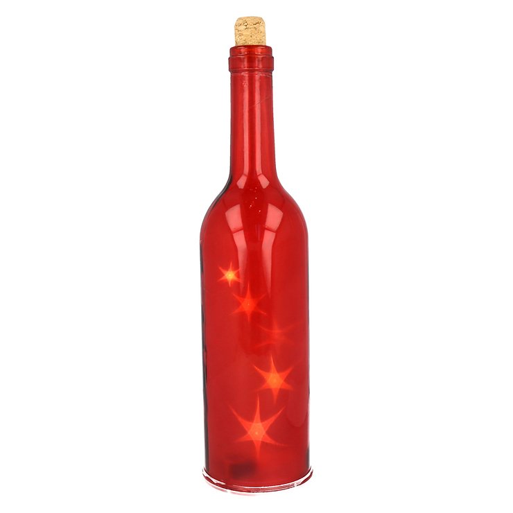 Lights4Christmas Flaschenleuchte Bottle Light Stars 5 LED rot - Pic 1