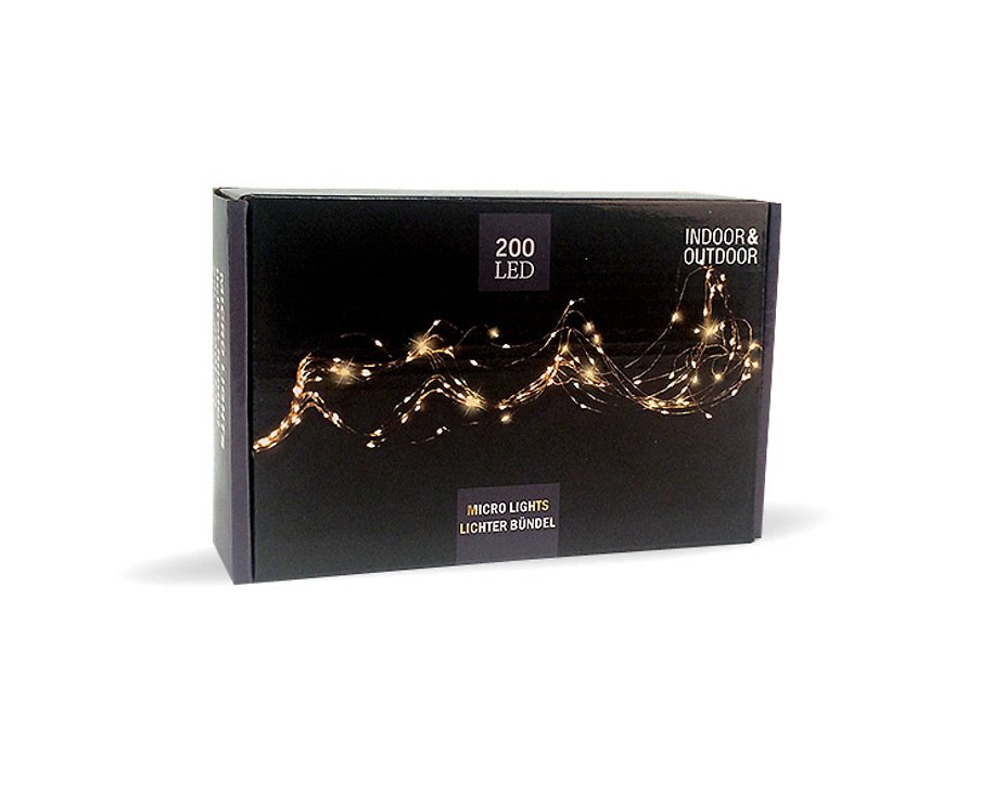 Lights4Christmas LED string lights 200 Micro Lights 2m Outdoor silver - Thumbnail 2