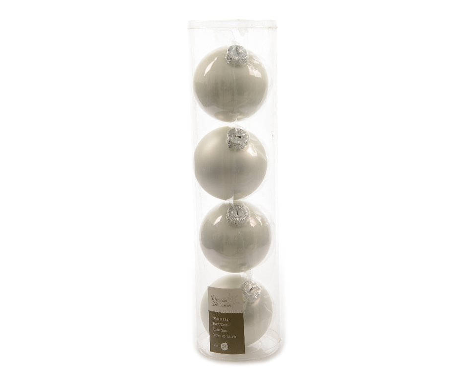 Kaemingk palla di Natale 10cm di vetro lucido / opaco 4 pezzi inverno bianco - Pic 1