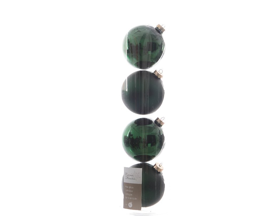 Kaemingk Christmas ball 10cm glass gloss / matt green 4 pieces - Pic 1