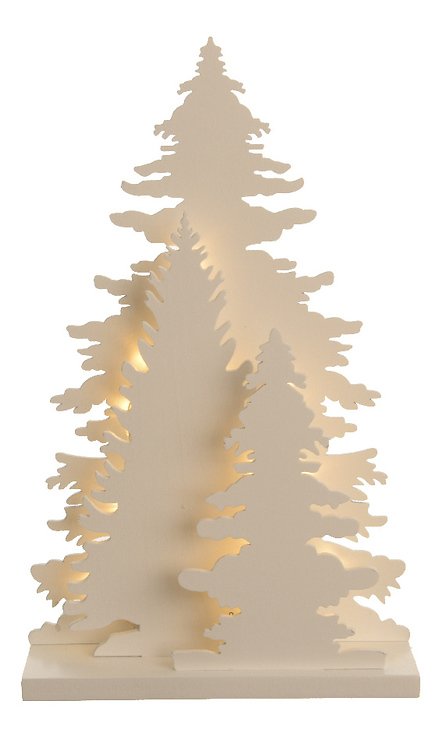 Kaemingk Leuchtbaum Holz 12 LED 15 x 20cm batteriebetrieben Timer weiß - Pic 1
