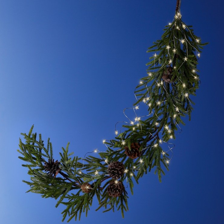 Kaemingk Lumineo haz de luz 64 Micro LED blanco cálido a pilas 90 cm plata - Thumbnail 1