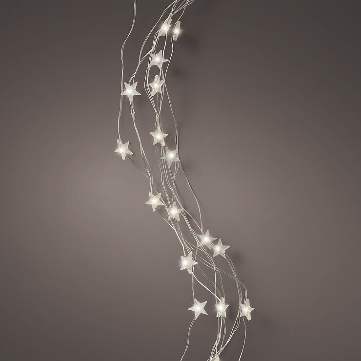 Kaemingk Lumineo haz de luz 64 Micro LED blanco cálido a pilas 90 cm plata - Thumbnail 2