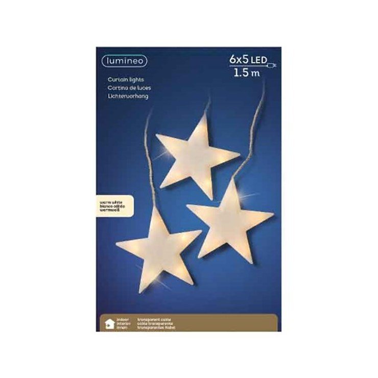 Kaemingk fairy lights 6 stars frosted 40 LED inside 1,5m transparent - Thumbnail 3