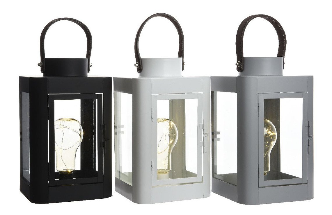 Kaemingk Lantern with light bulb 10 Micro LED 16 x 26cm white - Thumbnail 2